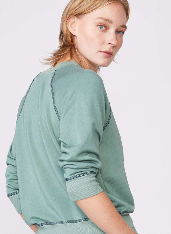 Stateside Softest Fleece Shrunken Sweatshirt With Contrast In Vine