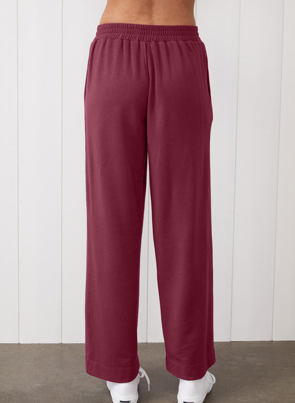 Stateside Softest Fleece Snap Wide Leg Pant In Cassis