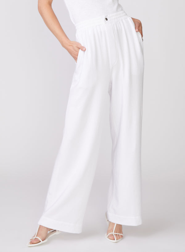 Stateside Softest Fleece Snap Wide Leg Pant In White