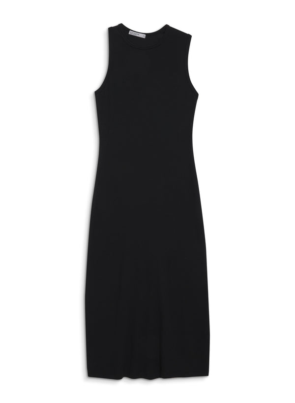 Stateside Stateside 2x1 Rib Asymmetric Back Midi Dress In Black