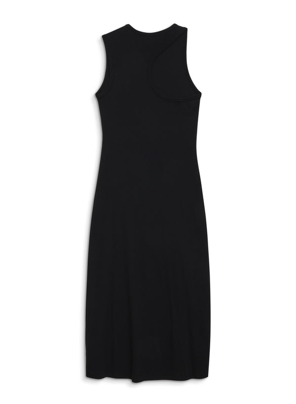 Stateside Stateside 2x1 Rib Asymmetric Back Midi Dress In Black