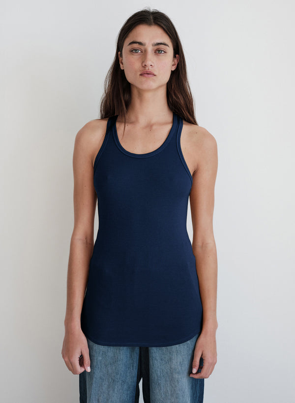 stateside Stateside 2x1 Rib Racerback Tank Top in New Navy