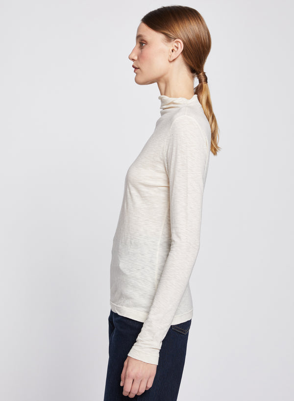 Stateside Asymmetric Neck Long Sleeve Top In Cream