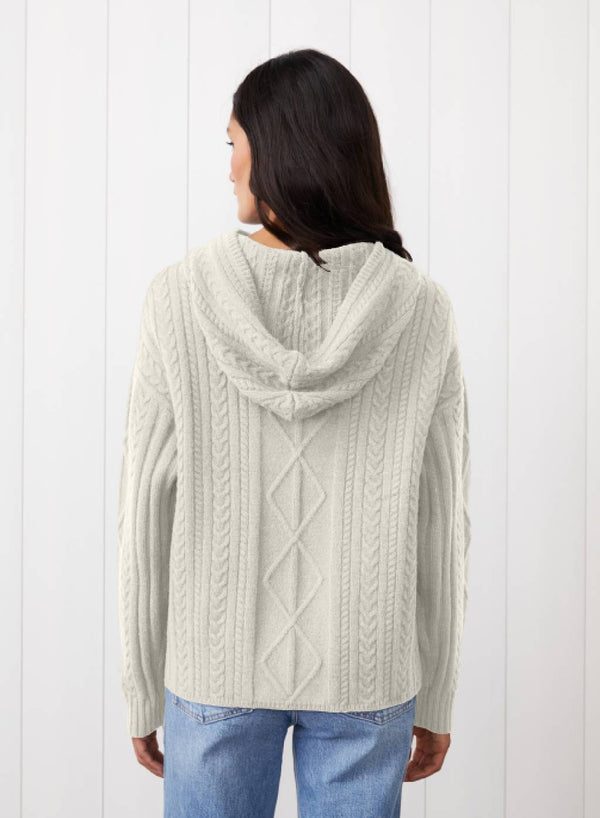 Stateside Cable Knit Hood Sweater In Cream