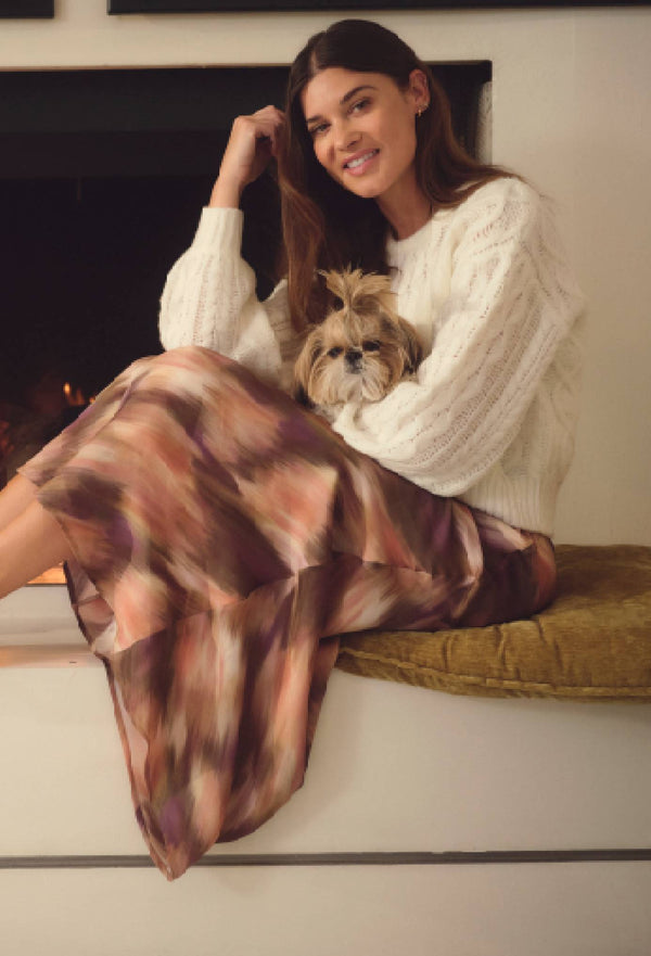 stateside Cable Pullover Sweater In Cream