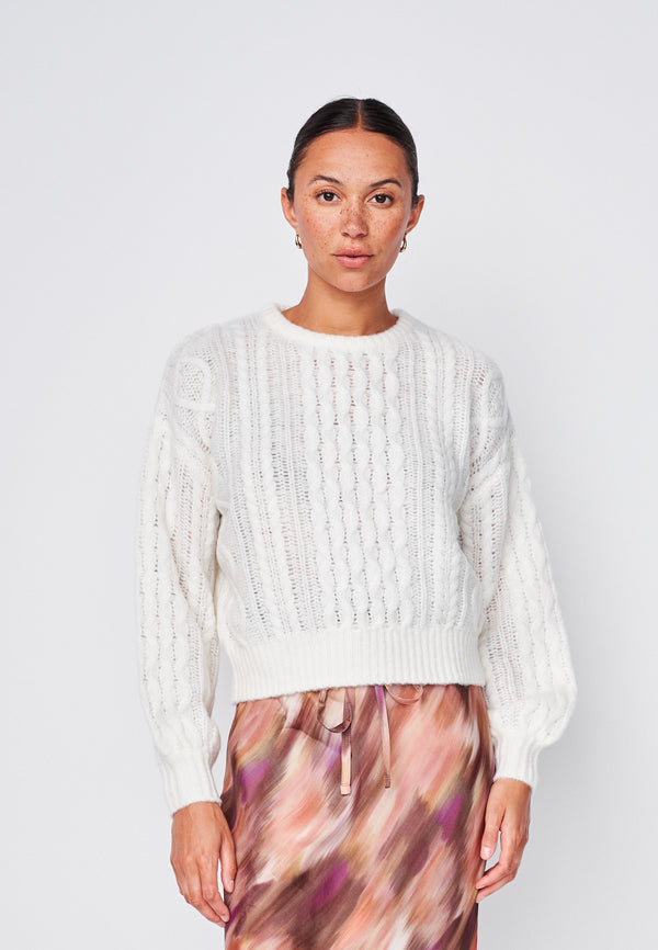 stateside Cable Pullover Sweater In Cream
