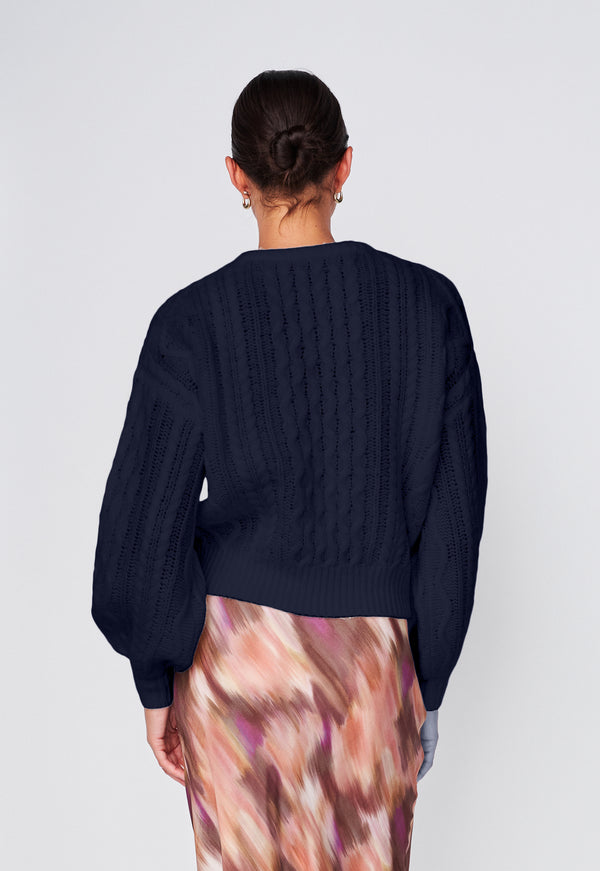 Stateside Cable Pullover Sweater In New Navy
