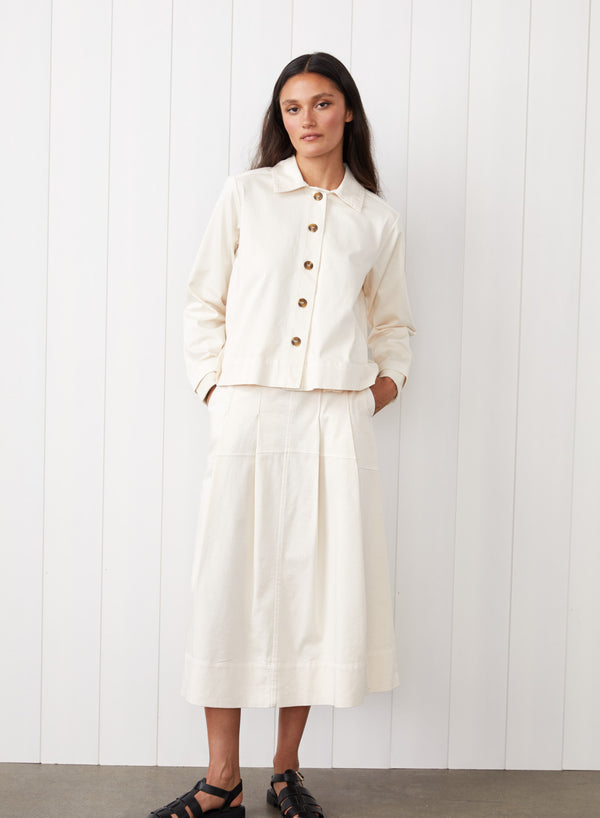Stateside Cava Twill Peacoat In Cream