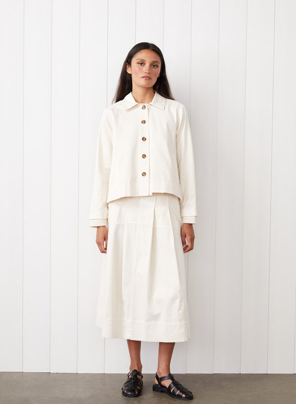 stateside Cava Twill Peacoat in Cream
