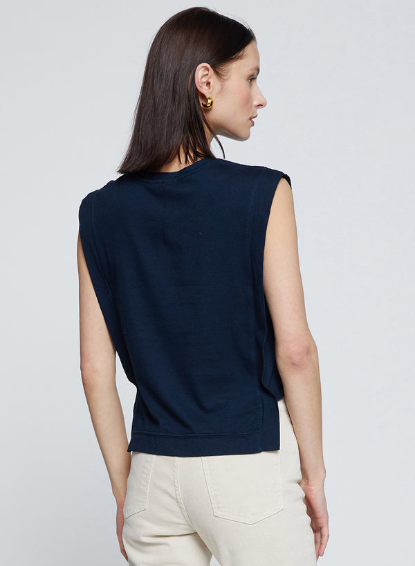 Stateside Cloud Jersey Boxy Muscle Tee In New Navy