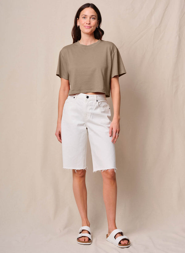Stateside Cloud Jersey Cropped Boy Tee In Bay Leaf