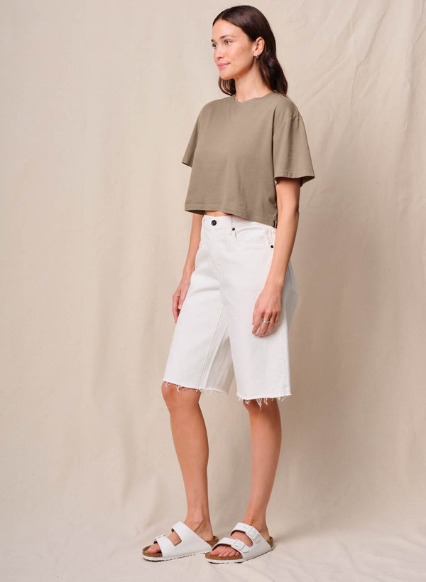 Stateside Cloud Jersey Cropped Boy Tee In Bay Leaf