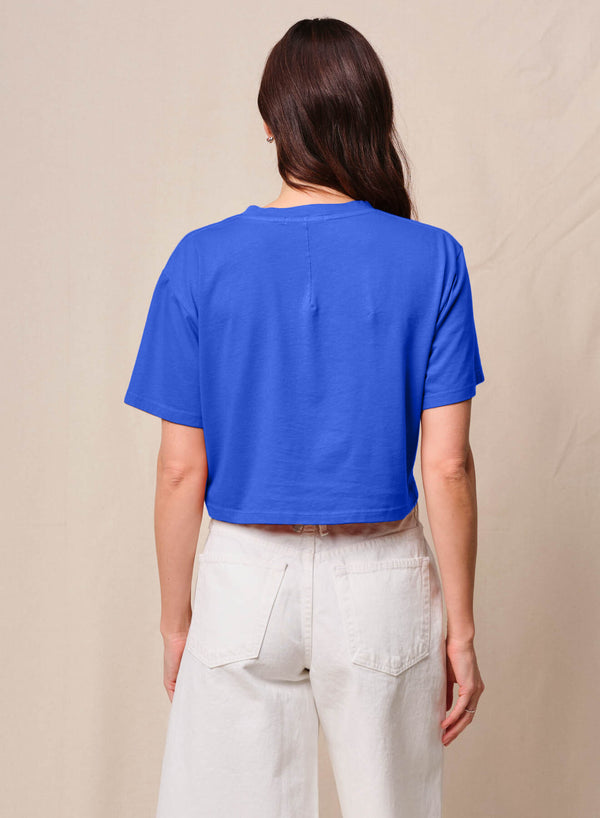 Stateside Cloud Jersey Cropped Boy Tee In Cobalt