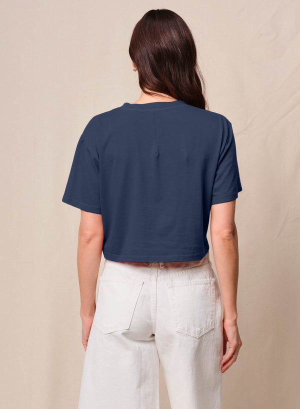 Stateside Cloud Jersey Cropped Boy Tee In New Navy