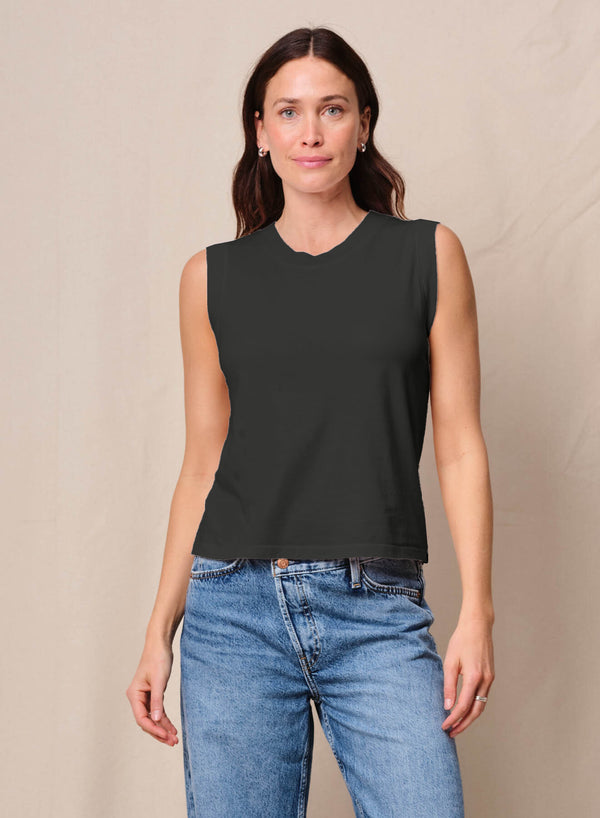 stateside Cloud Jersey Muscle Tank in Black