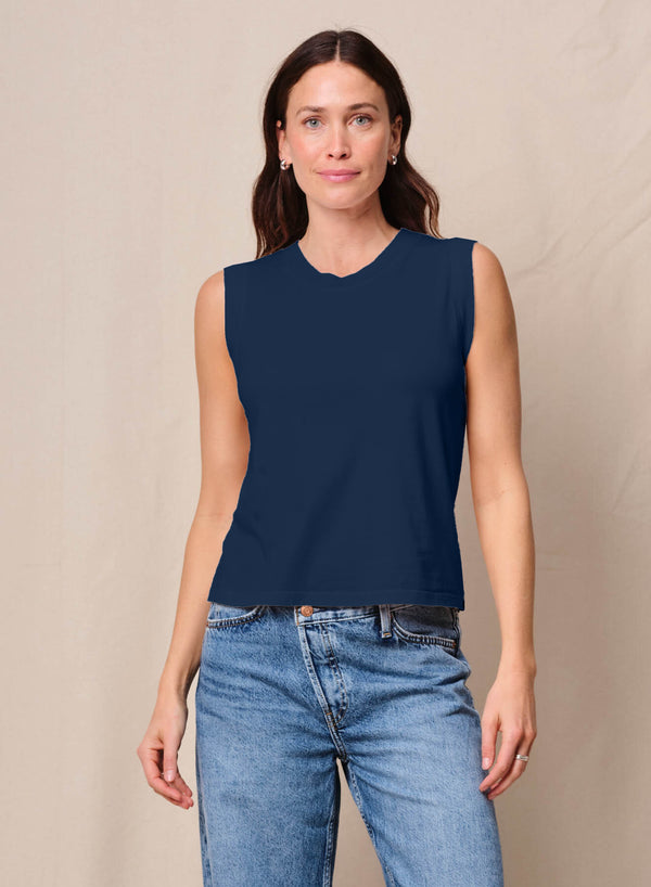 stateside Cloud Jersey Muscle Tank in New Navy