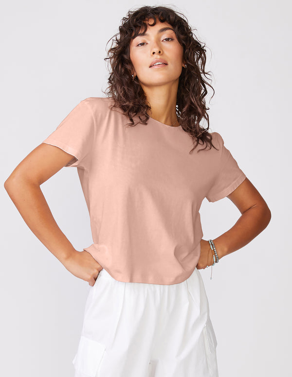 Stateside Cloud Jersey Short Sleeve Crew In Almond