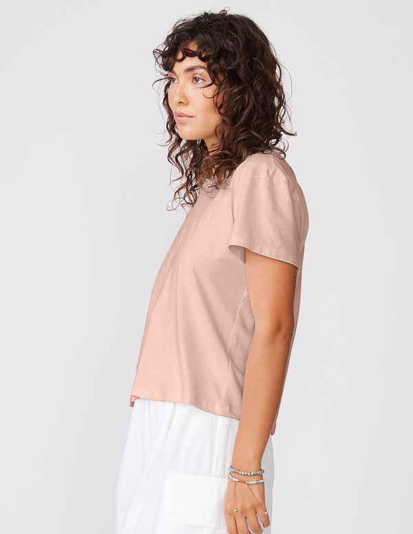 Stateside Cloud Jersey Short Sleeve Crew In Almond