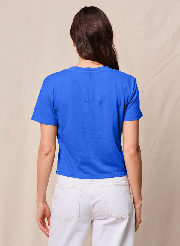 Stateside Cloud Jersey Short Sleeve Crew In Cobalt