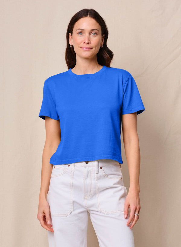 stateside Cloud Jersey Short Sleeve Crew in Cobalt