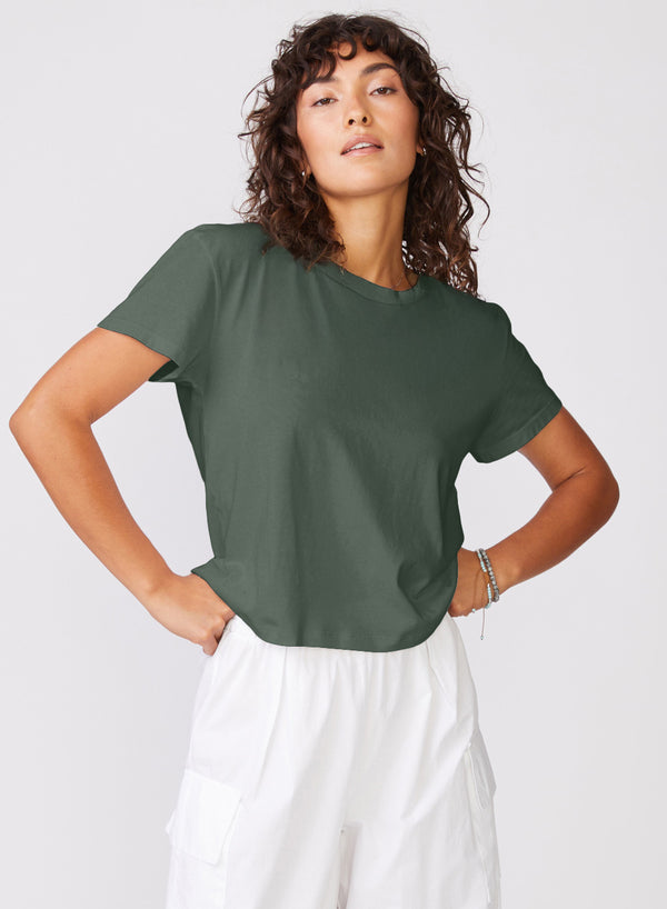 stateside Cloud Jersey Short Sleeve Crew in Thyme