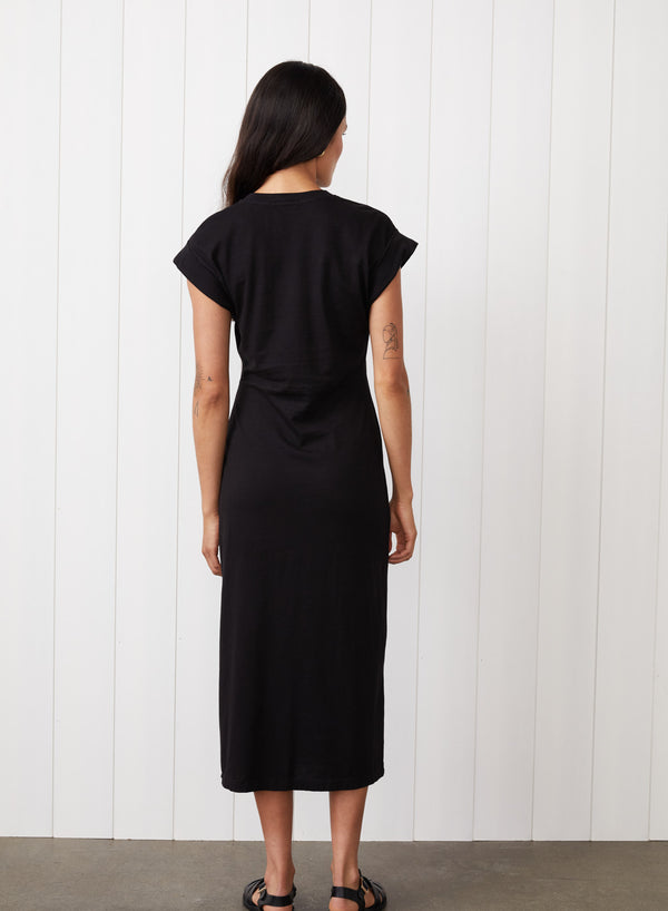 Stateside Cloud Jersey Twist Midi Dress In Black