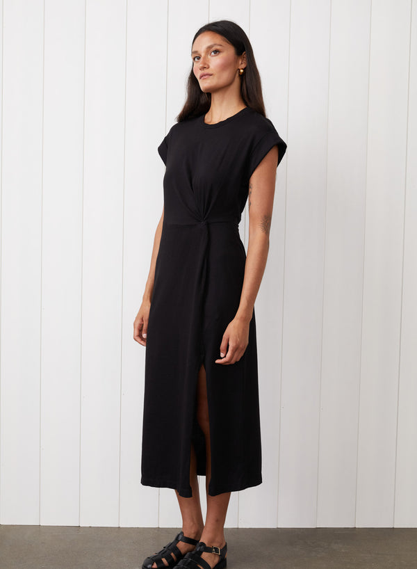 Stateside Cloud Jersey Twist Midi Dress In Black