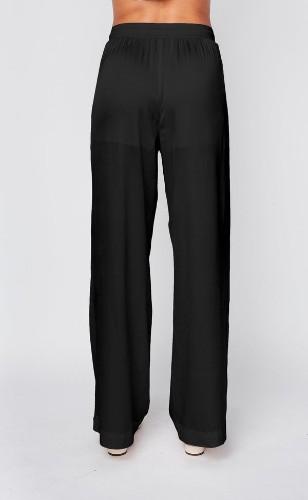 Stateside Cosmo Satin Drawstring Pant In Black