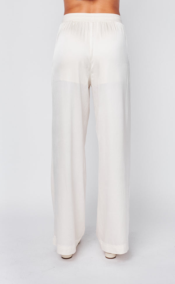 Stateside Cosmo Satin Drawstring Pant In Cream