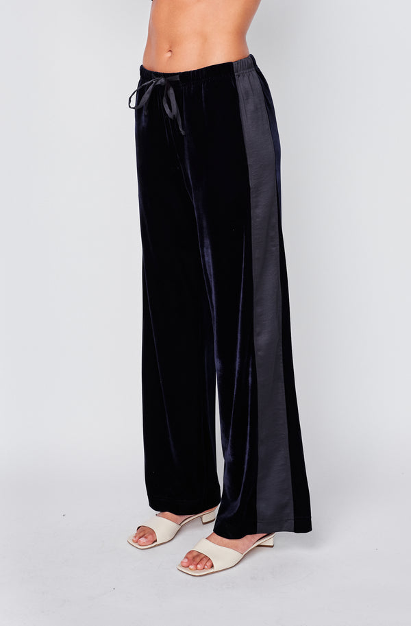 Stateside Crushed Velvet Wide Leg Pant In New Navy