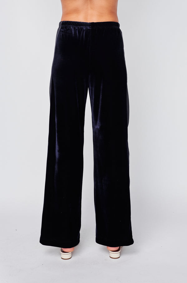 Stateside Crushed Velvet Wide Leg Pant In New Navy