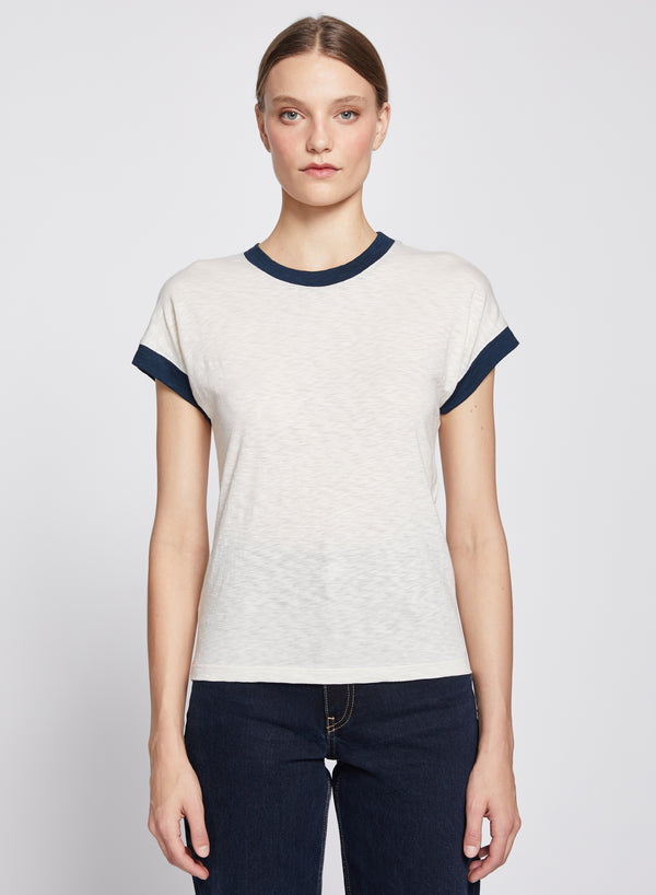 stateside Dolman Ringer Tee in Cream