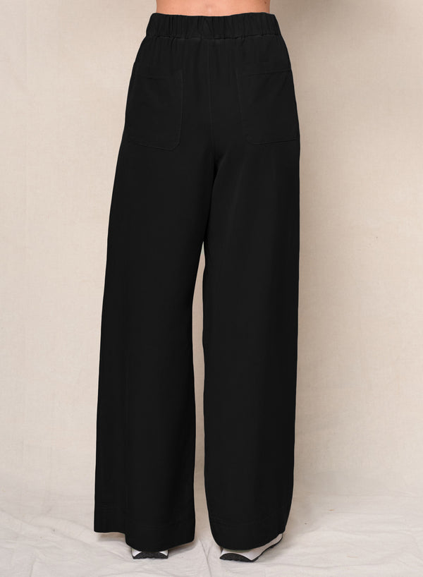 Stateside Drapey Twill Wide Leg Trouser In Black