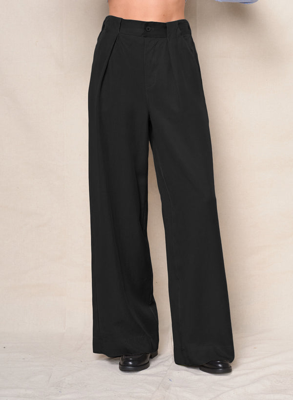 stateside Drapey Twill Wide Leg Trouser in Black