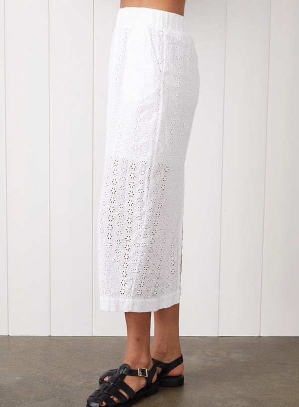 Stateside Eyelit Midi Skirt In White