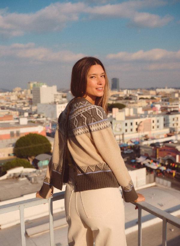 stateside Fairisle Button Sweater in Thyme Multi