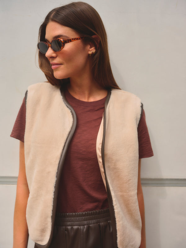 Stateside Faux Fur Vest In Tutu