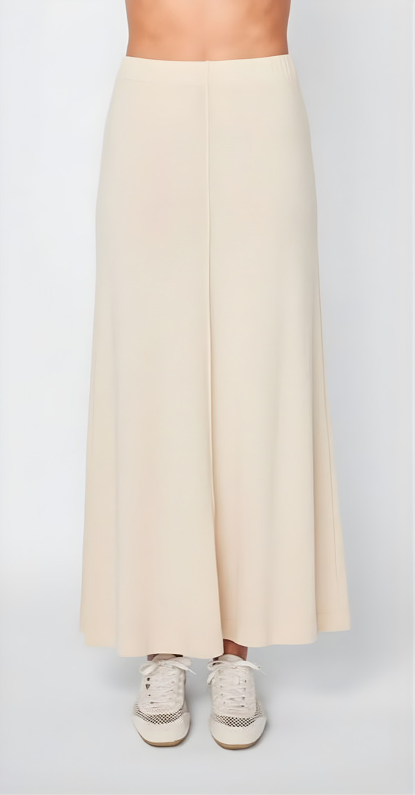 stateside Fine 2X1 Rib A-Line Maxi Skirt in Cream