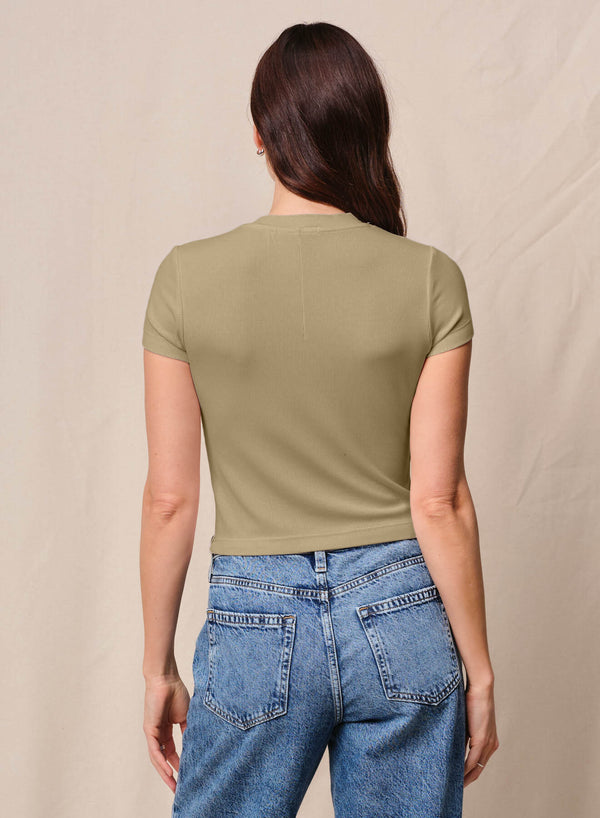 Stateside Fine 2X1 Rib Baby Tee In Bay Leaf