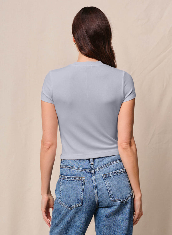 Stateside Fine 2X1 Rib Baby Tee In Heather Grey
