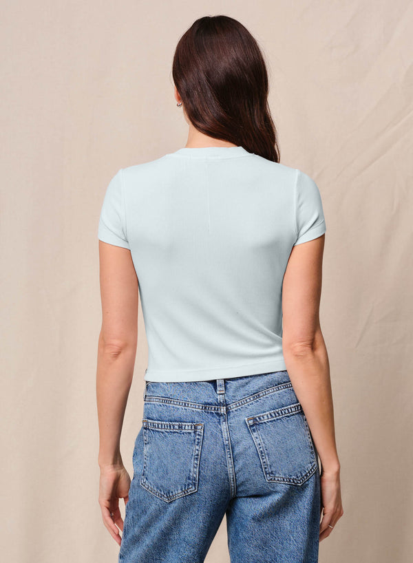 Stateside Fine 2X1 Rib Baby Tee In Sea Glass