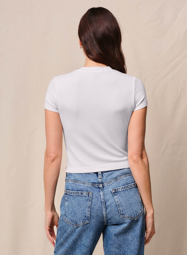 Stateside Fine 2X1 Rib Baby Tee In White