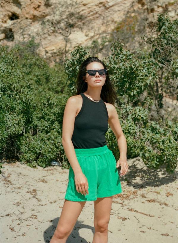 Stateside Fine 2X1 Rib Cropped High Neck In Black