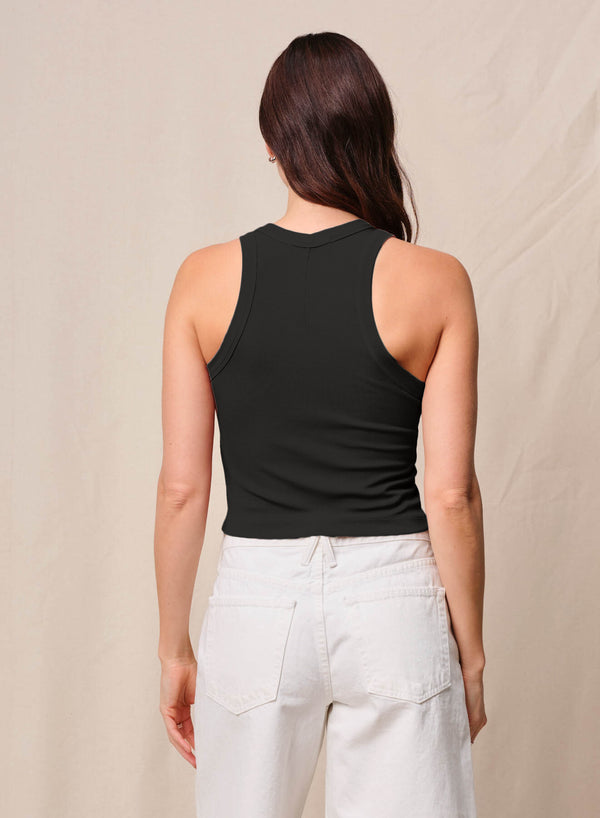 Stateside Fine 2X1 Rib Cropped High Neck In Black