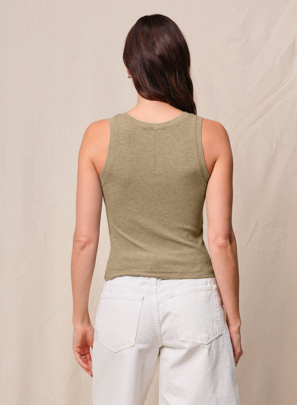 Stateside Fine 2X1 Rib Scoop Tank In Bay Leaf