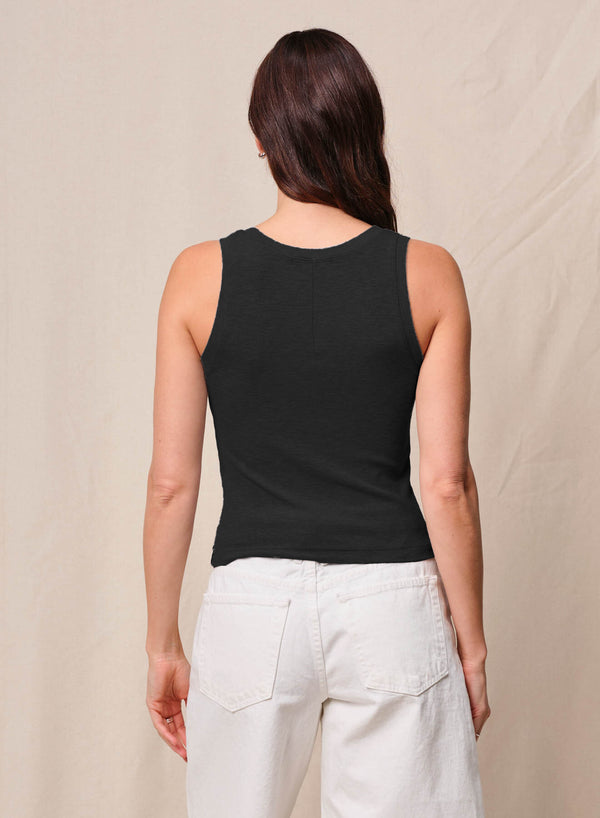 Stateside Fine 2X1 Rib Scoop Tank In Black