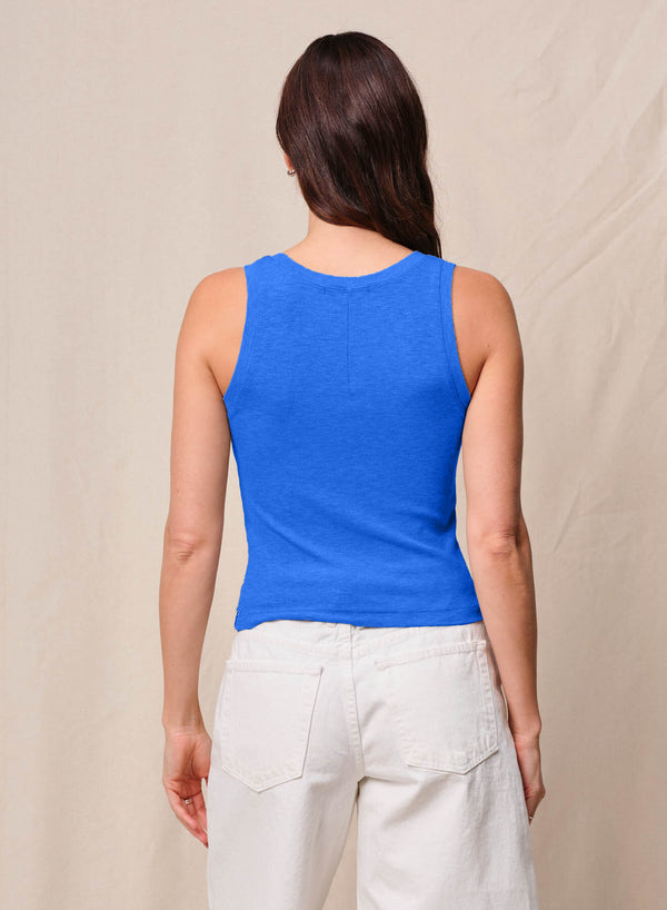 Stateside Fine 2X1 Rib Scoop Tank In Cobalt