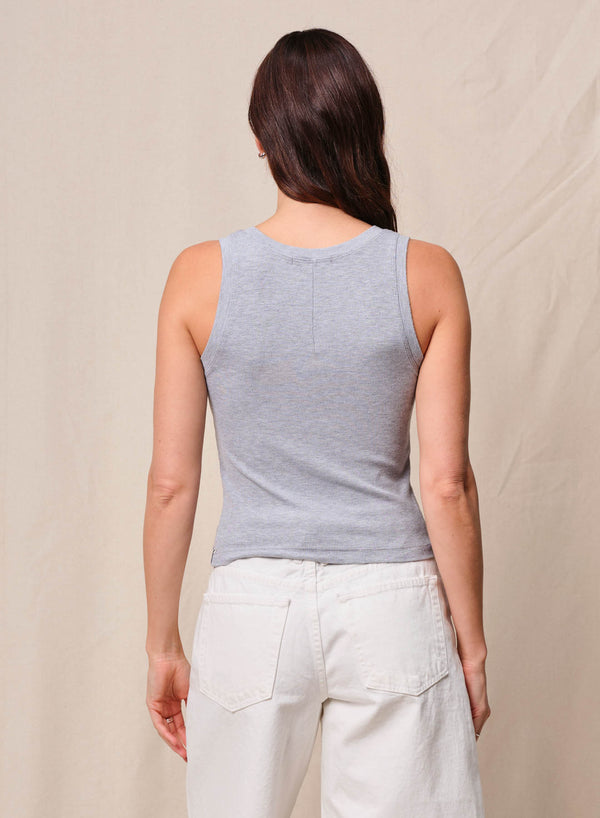 Stateside Fine 2X1 Rib Scoop Tank In Heather Grey