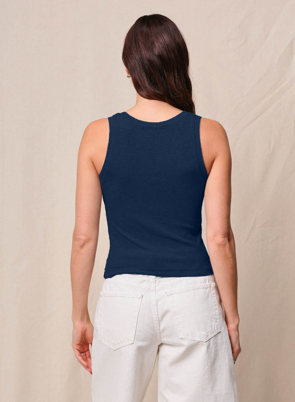 Stateside Fine 2X1 Rib Scoop Tank In New Navy