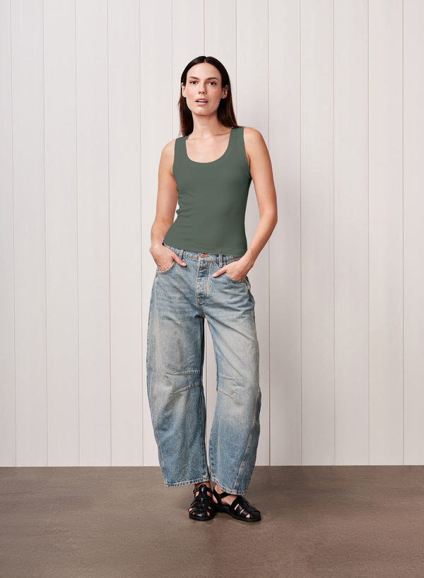 stateside Fine 2X1 Rib Scoop Tank in Thyme